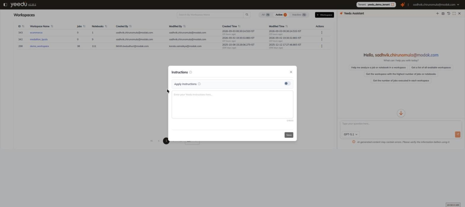 The Instructions editor showing the text area, the 0/4000 character counter and the Save button