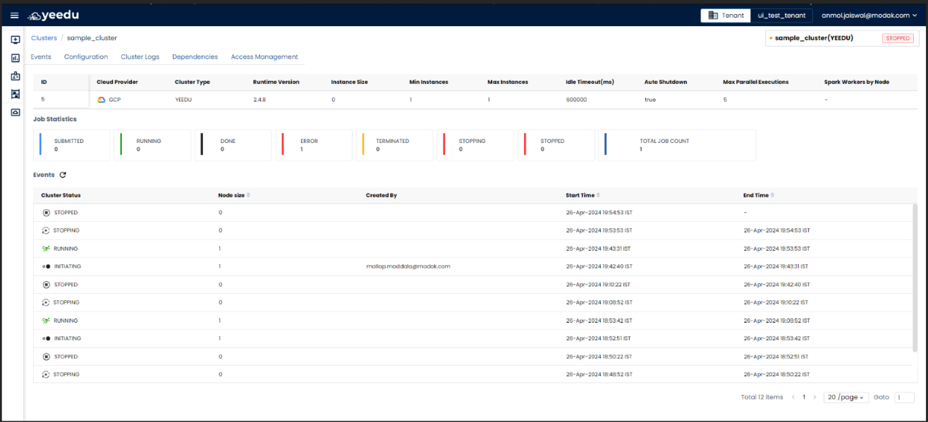 cluster-on-click-screen