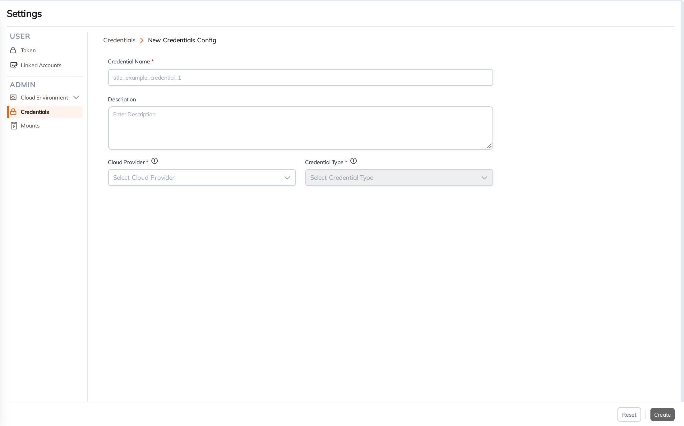 New Credentials Config
