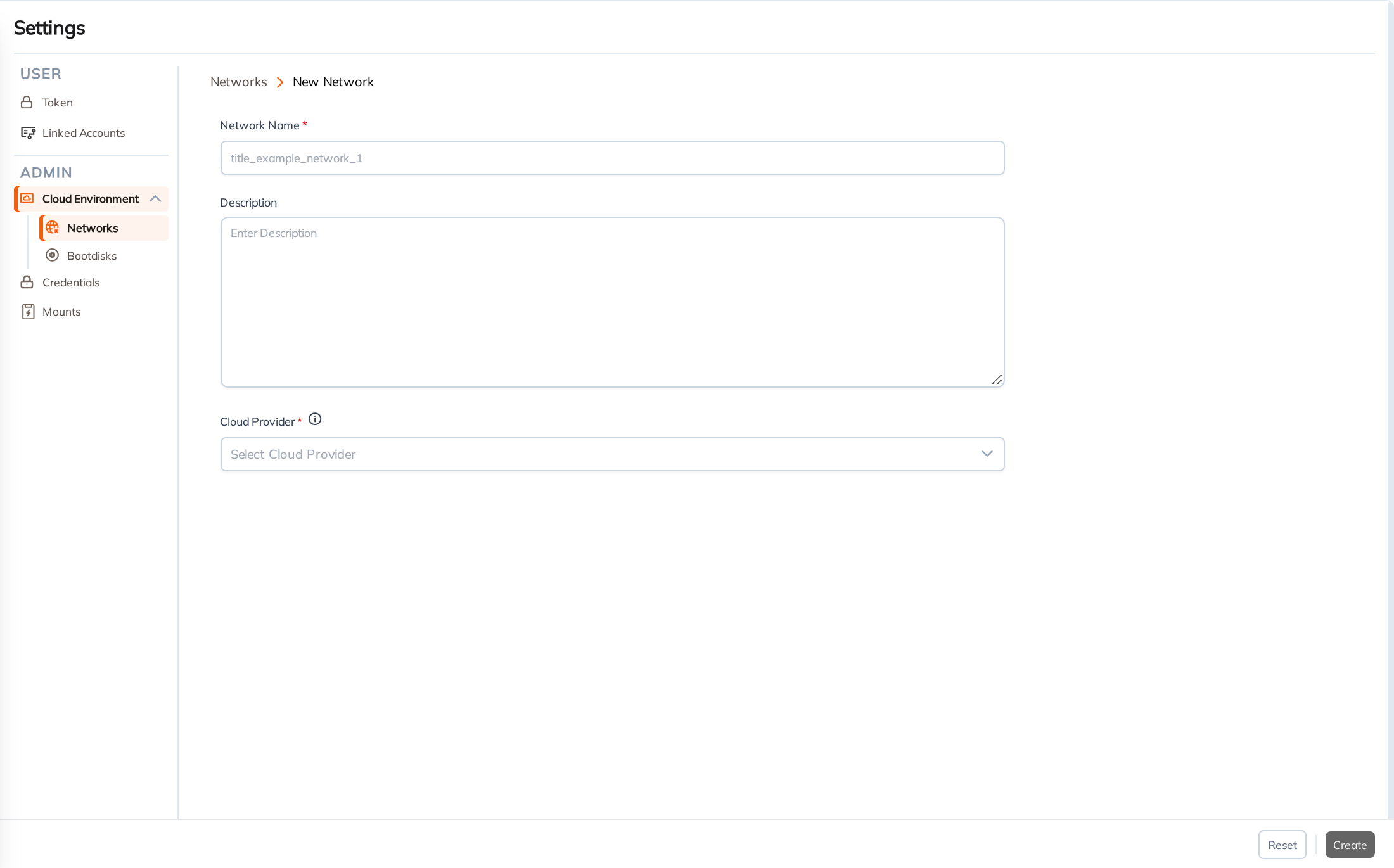 New Network Form